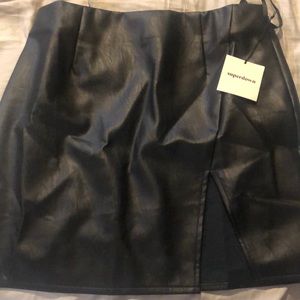 Black faux leather skirt